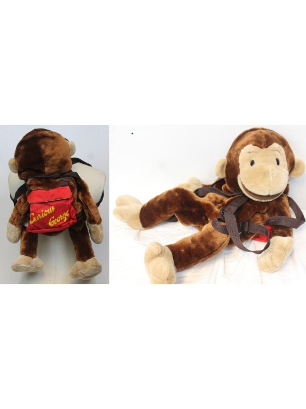 Vtg Curious George Plush Backpack Monkey on Back Wildkin Puppet